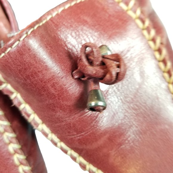 Red leather pointed mocassin heels Via Uno size 8 - Picture 8 of 14